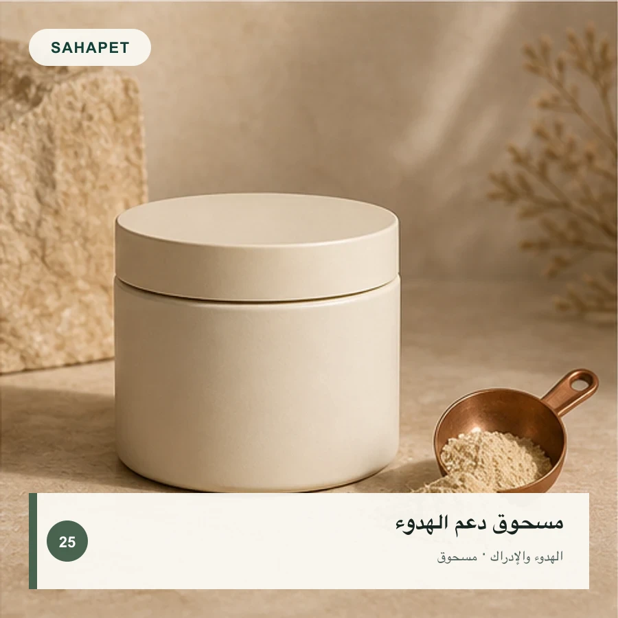 تصميم عبوة مسحوق دعم الهدوء بعلامة Sahapet